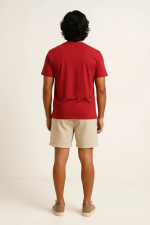 Red Round Neck Plain T-shirt - Image 3