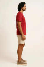 Red Round Neck Plain T-shirt - Image 2